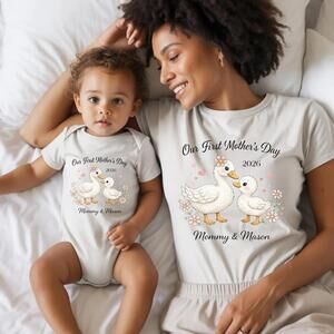Mommy Mini Shirt Set, Personalized Cotton Tee, Baby Bodysuit Matching Outfit